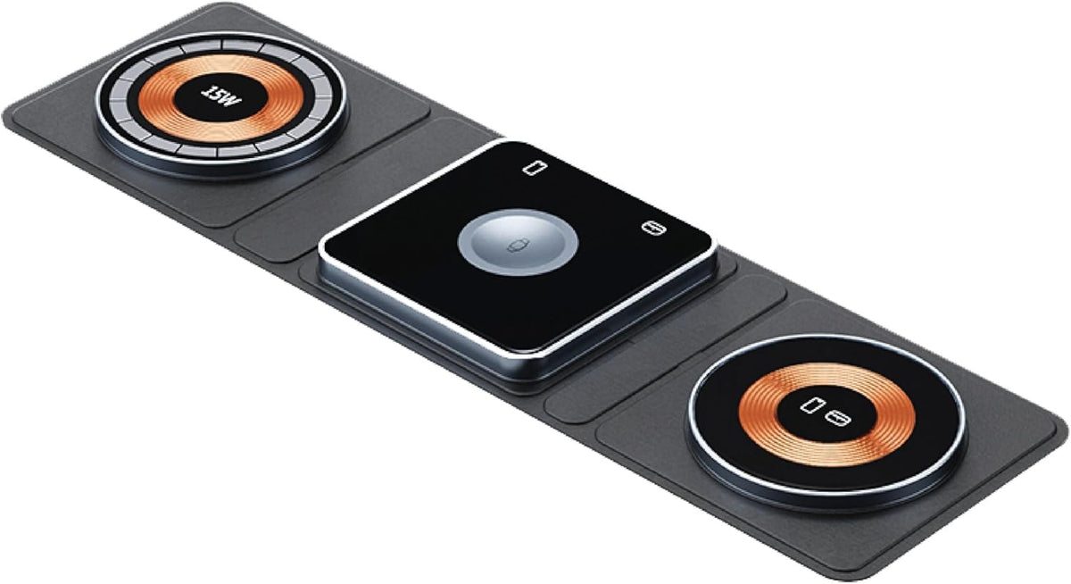 Dviced 3-in-1 Foldable Magnetic Wireless Charger — Black/Copper – view 2