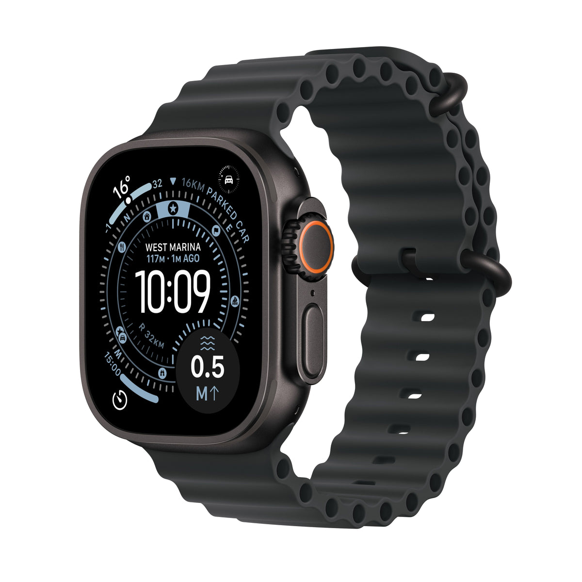 Apple Watch Ultra 3 GPS + Cellular 49mm – Black Titanium / Black Ocean Band / One Size (MF0J4AF/A)