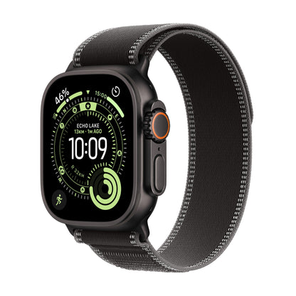 Apple Watch Ultra 3 in Black Titanium with Black and Charcoal Trail Loop