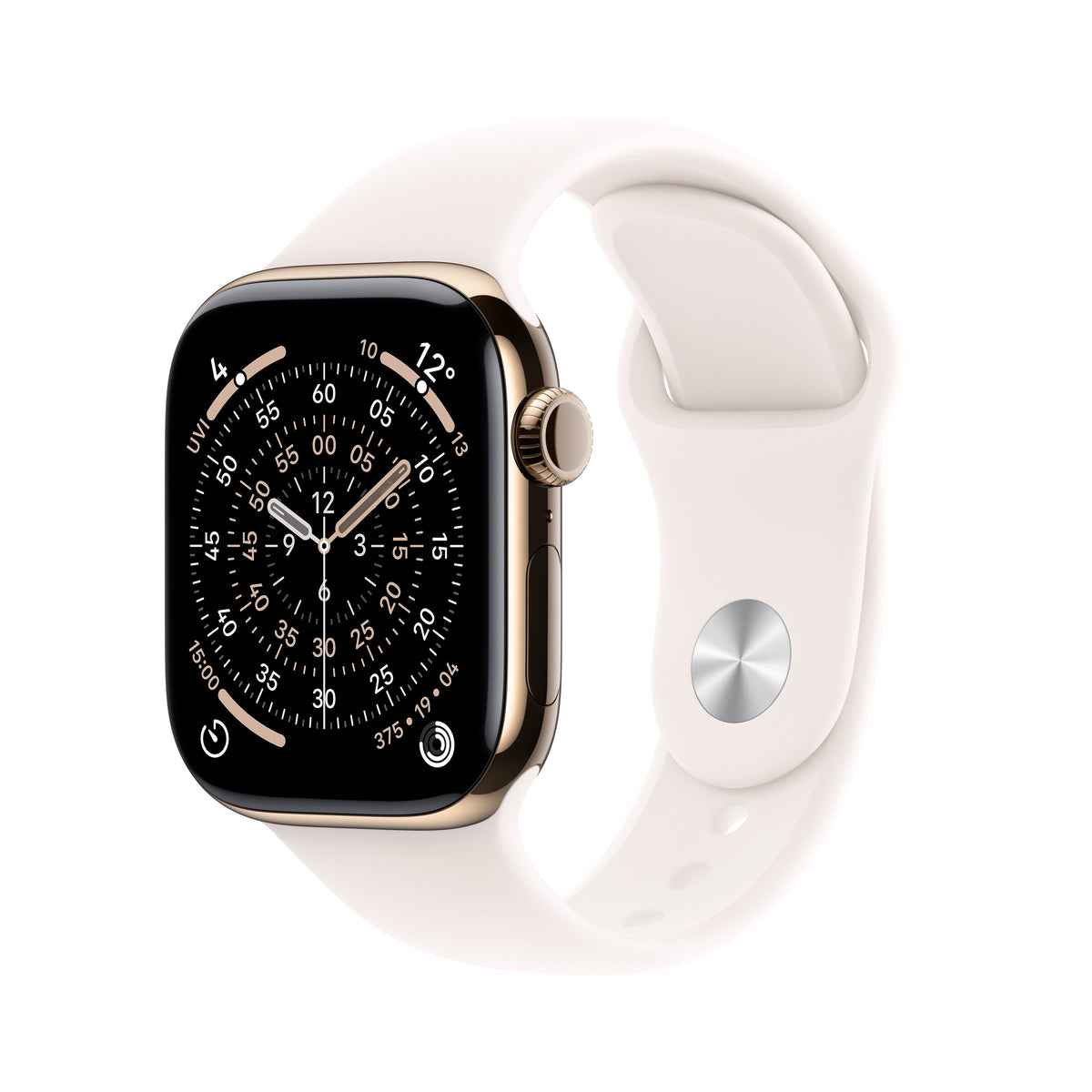 Apple Watch Series 11: 42mm Titanium GPS + Cellular – Gold Titanium Case with Light Blush Sport Band - M/L (MF8X4AF/A)