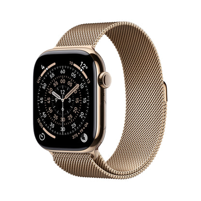 Apple Watch Series 11: 46mm Titanium GPS + Cellular – Gold Titanium Case with Gold Milanese Loop - M/L (MFD84AF/A)