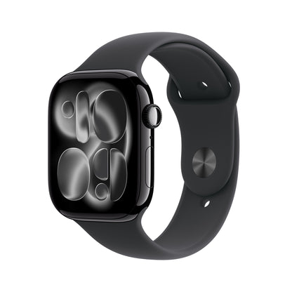 Apple Watch Series 11: 46mm Aluminium GPS + Cellular – Jet Black Aluminium Case with Black Sport Band - M/L (MFC44AF/A)
