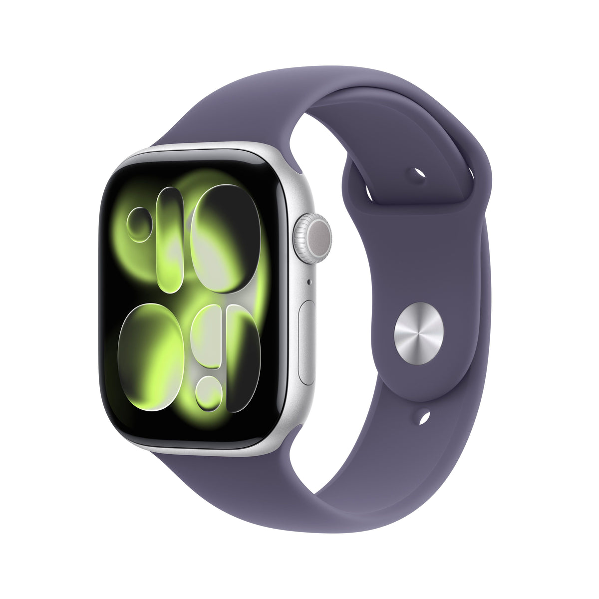 Apple Watch Series 11: 46mm Aluminium GPS + Cellular – Silver Aluminium Case with Purple Fog Sport Band - S/M (MFCP4AF/A)