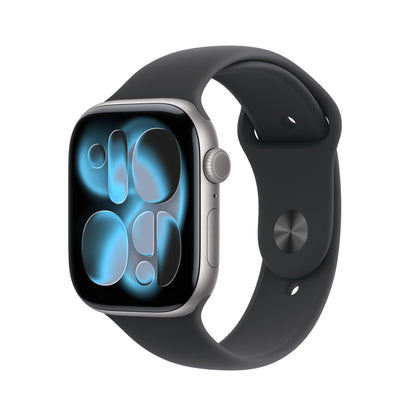 Apple Watch Series 11: 46mm Aluminium GPS + Cellular – Space Grey Aluminium Case with Black Sport Band - M/L (MFCA4AF/A)