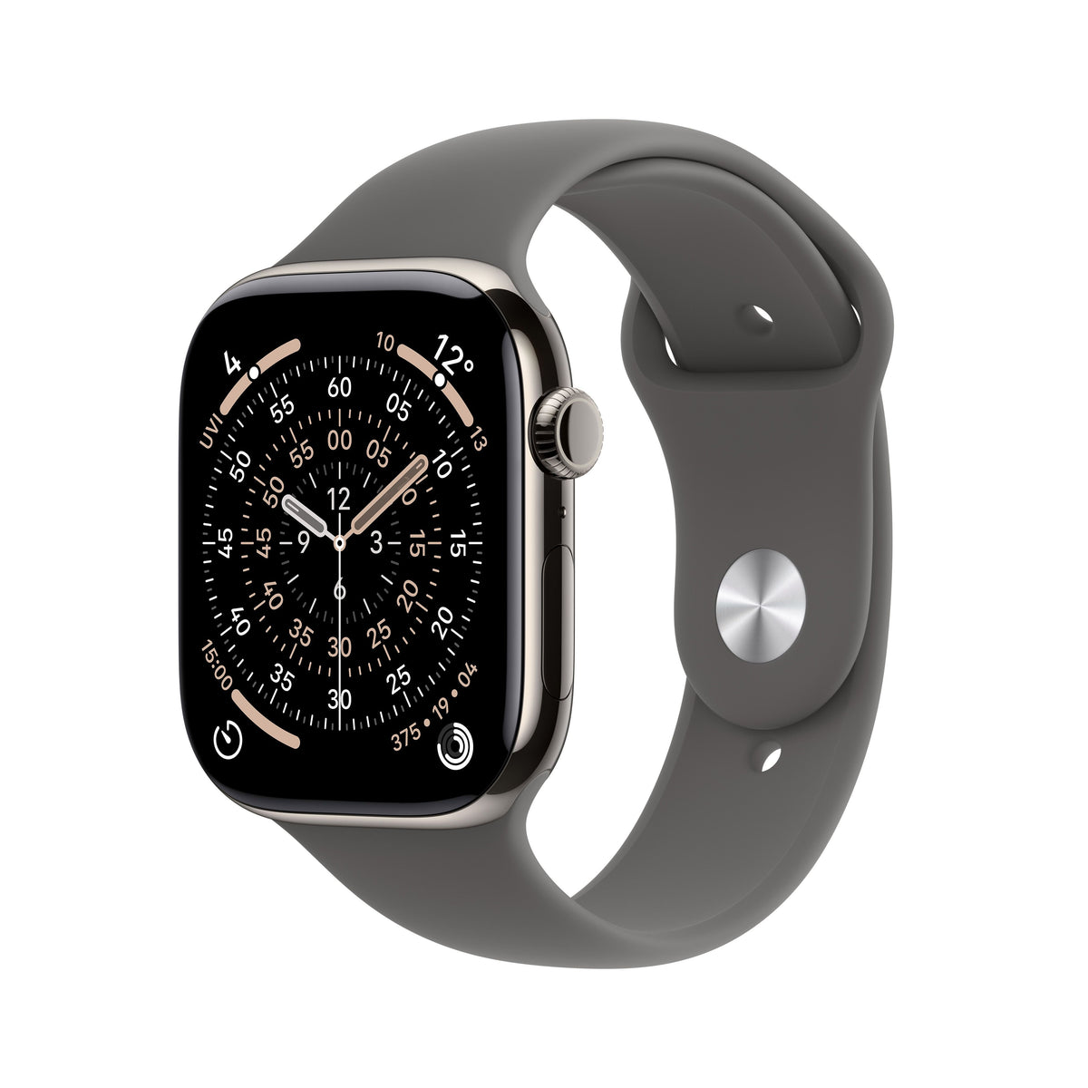 Apple Watch Series 11: 42mm Titanium GPS + Cellular – Natural Titanium Case with Stone Grey Sport Band - S/M (MF8M4AF/A)
