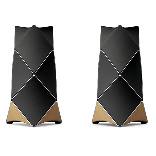 Pair of Beolab 90 loudspeakers in Black with Natural Aluminium and Oak