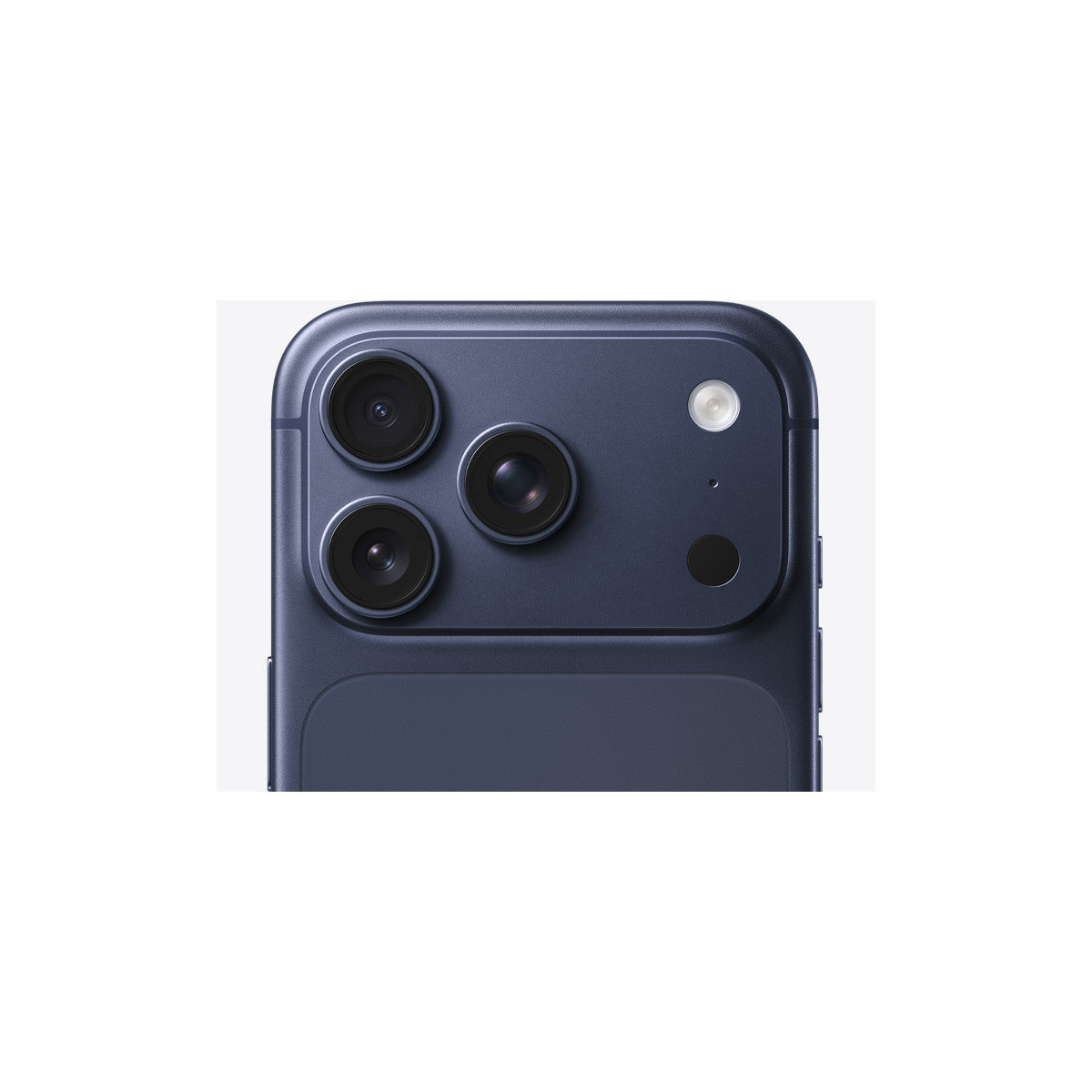 Apple iPhone 17 Pro in Deep Blue, close up of triple camera system