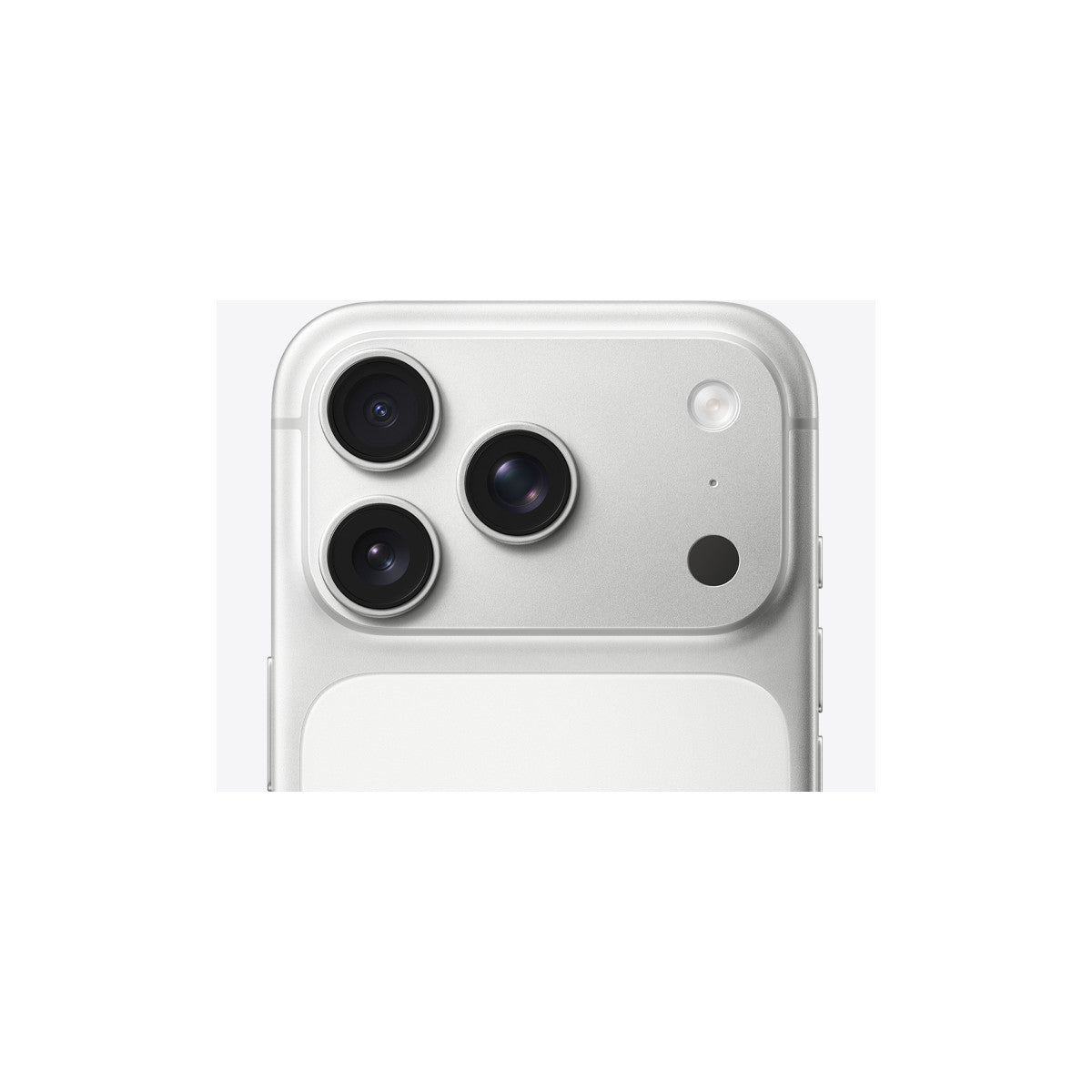 Apple iPhone 17 Pro in Silver, close up of triple camera system
